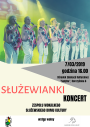 Plakat reklamowy promujący koncert Służewianek na warszawskiej Sadybie. Na grafice zdjęcie zespołu podczas występów.